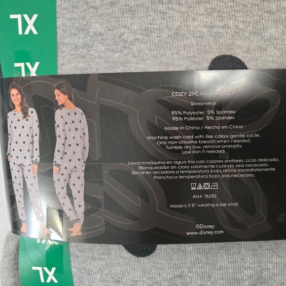 Disney Mickey Mouse Gray Cozy 2 piece Pajama Set Size XL - Picture 5 of 5